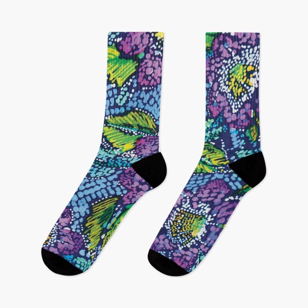 Item preview, Mosaic Batik Dotty Floral in Purple, Blue and Green designed and sold by Leslie Rogers Todder.