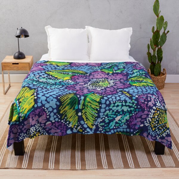 Item preview, Mosaic Batik Dotty Floral in Purple, Blue and Green designed and sold by Leslie Rogers Todder.