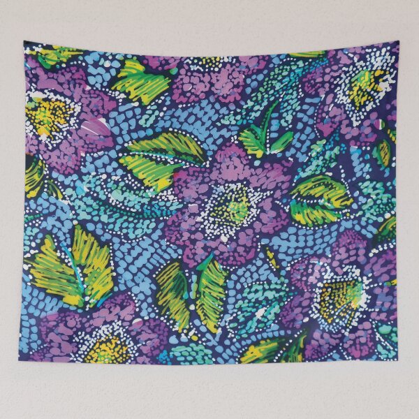 Item preview, Mosaic Batik Dotty Floral in Purple, Blue and Green designed and sold by Leslie Rogers Todder.