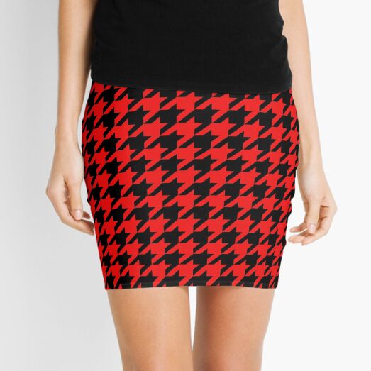 red and black dogtooth skirt