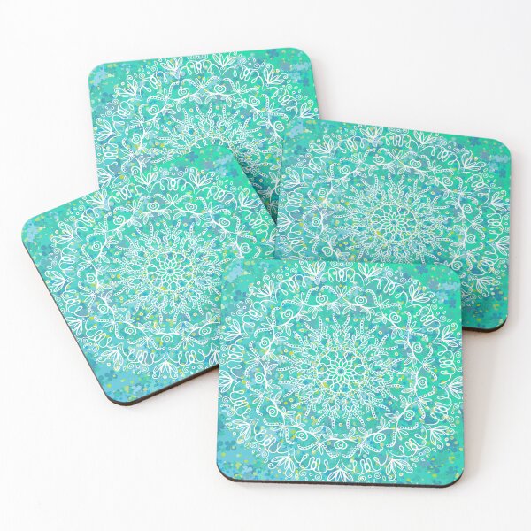 Item preview, Turquoise flowers and grains mandala designed and sold by MandalaSpirit.