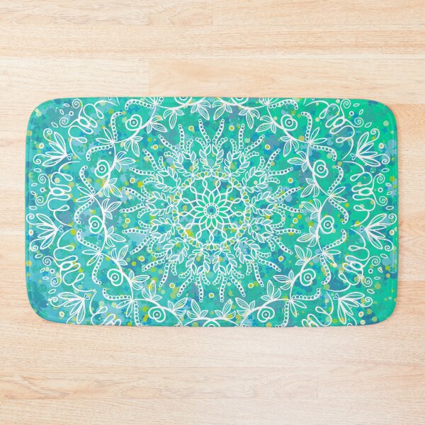 Item preview, Turquoise flowers and grains mandala designed and sold by MandalaSpirit.
