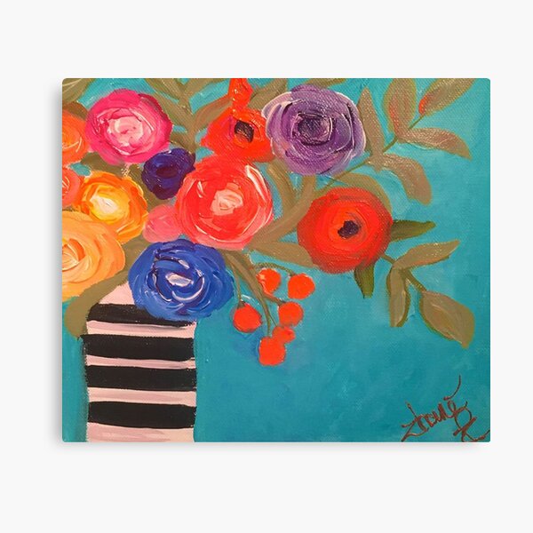 Jazzy bright stylized abstract flowers in a vase by zhane Canvas Print