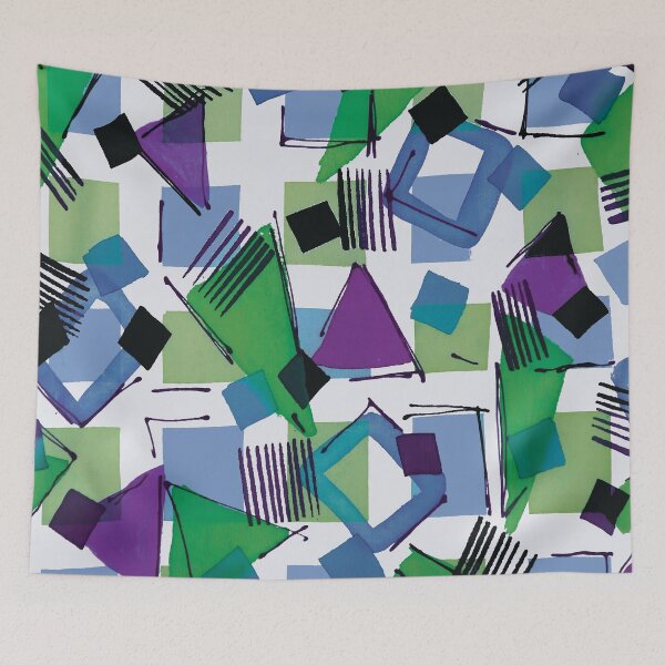 Item preview, Tossed Geometric in Blue, Green, and Purple designed and sold by Leslie Rogers Todder.