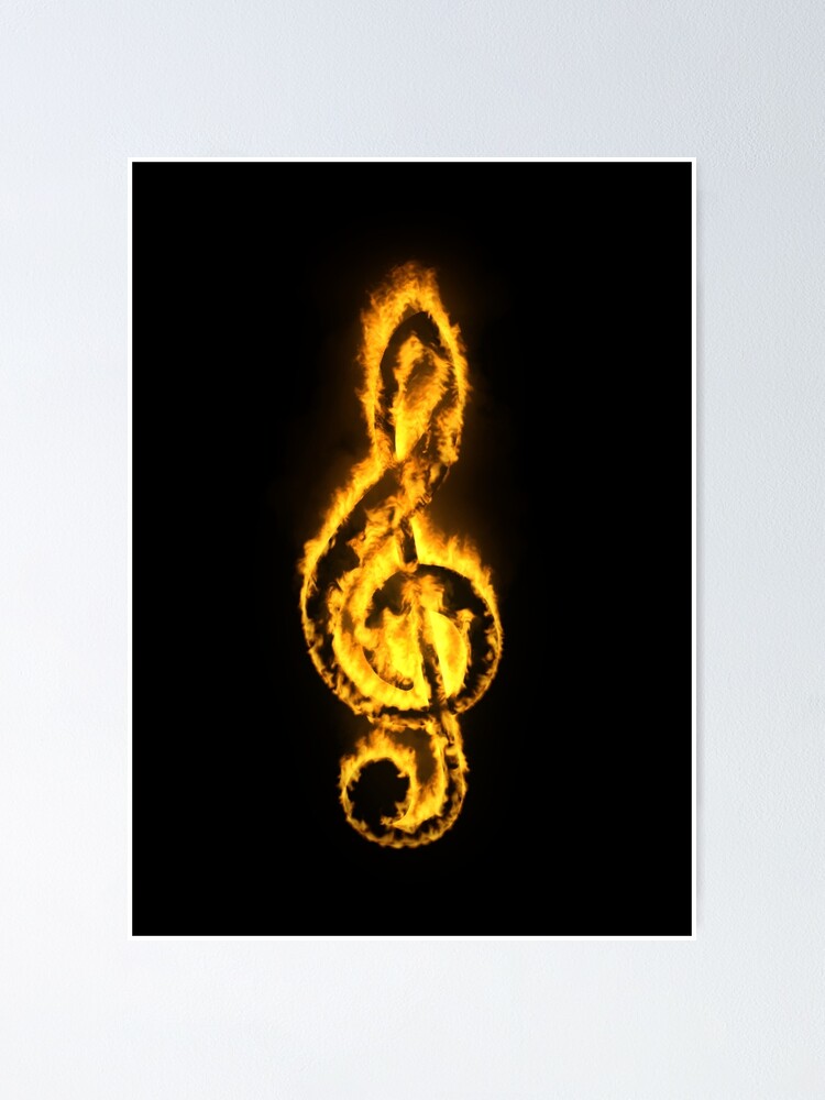 Flaming Clef Treble Canvas Print Large Picture Wall Print 