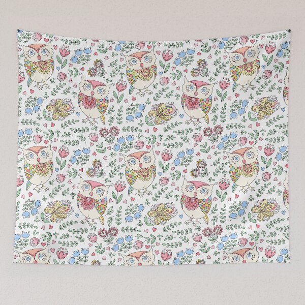 Item preview, Floral owl pattern designed and sold by monkeystudio.