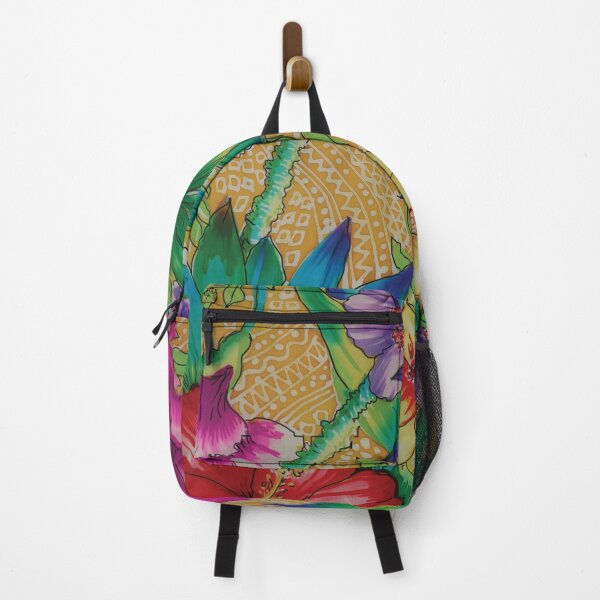 Item preview, Tropical Floral on Gold Batik Background designed and sold by Leslie Rogers Todder.