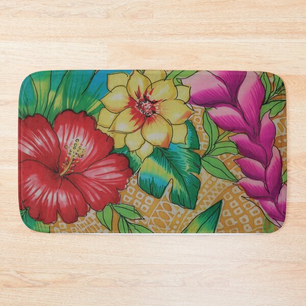 Item preview, Tropical Floral on Gold Batik Background designed and sold by Leslie Rogers Todder.