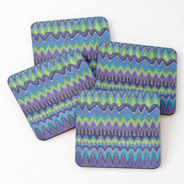 Item preview, Warp Chevron Ikat Batik in Blues, Purple, and Greens designed and sold by Leslie Rogers Todder.