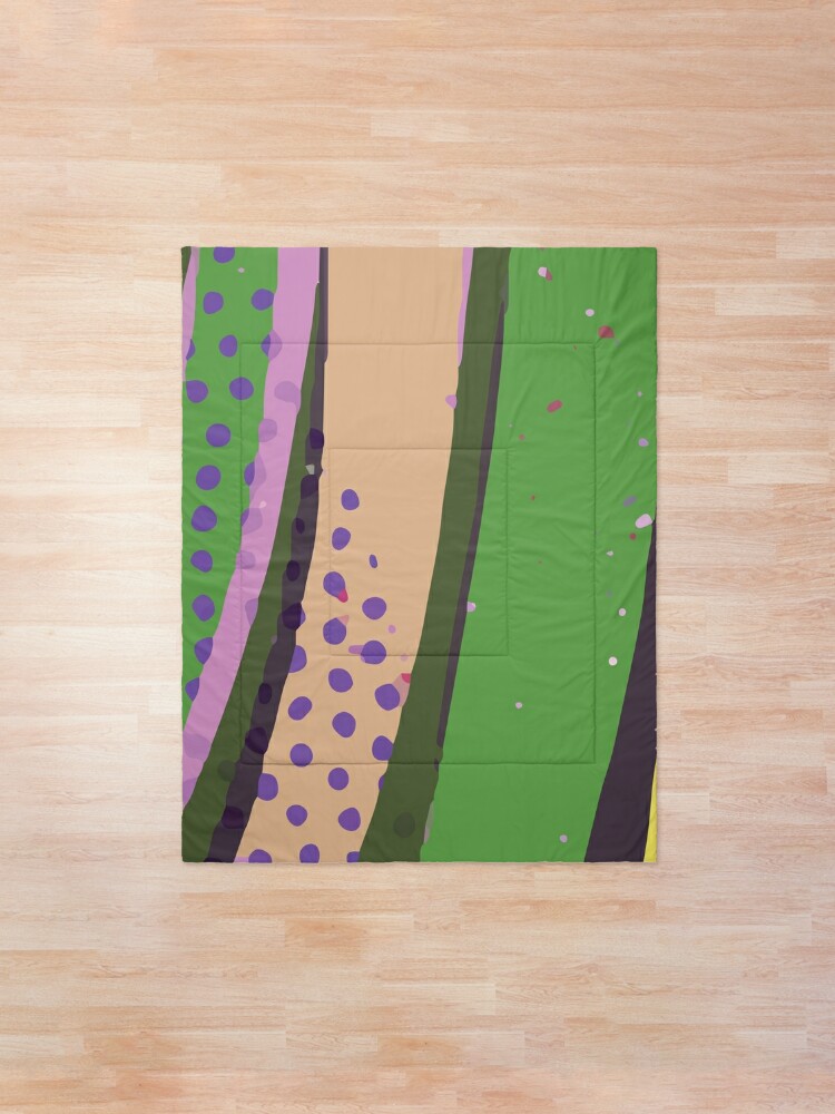 Bold Abstract Lines Background Design In Purple Yellow Green Combination Gc 115 7 Comforter By Graphiccharms Redbubble