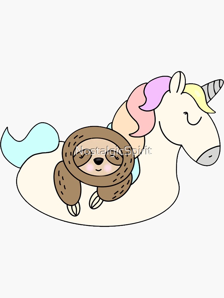 Sloth on unicorn floatie