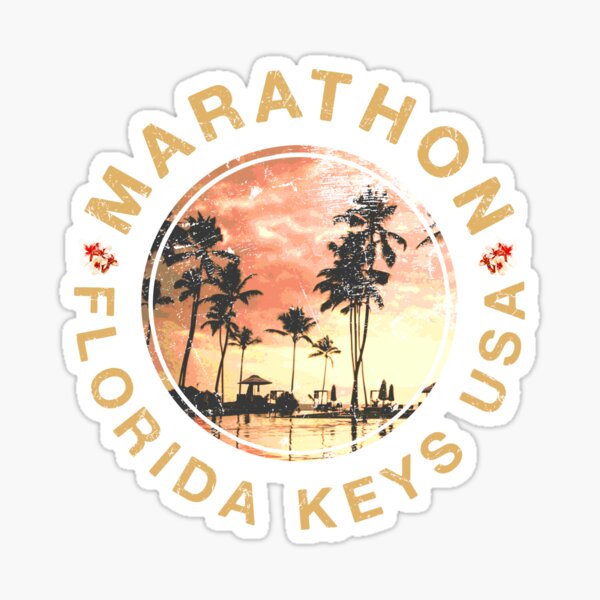 Vista previa del artículo con la obra «Maratón de los Cayos de Florida Retro Atardecer Vintage», diseñado y vendido por IronEcho.