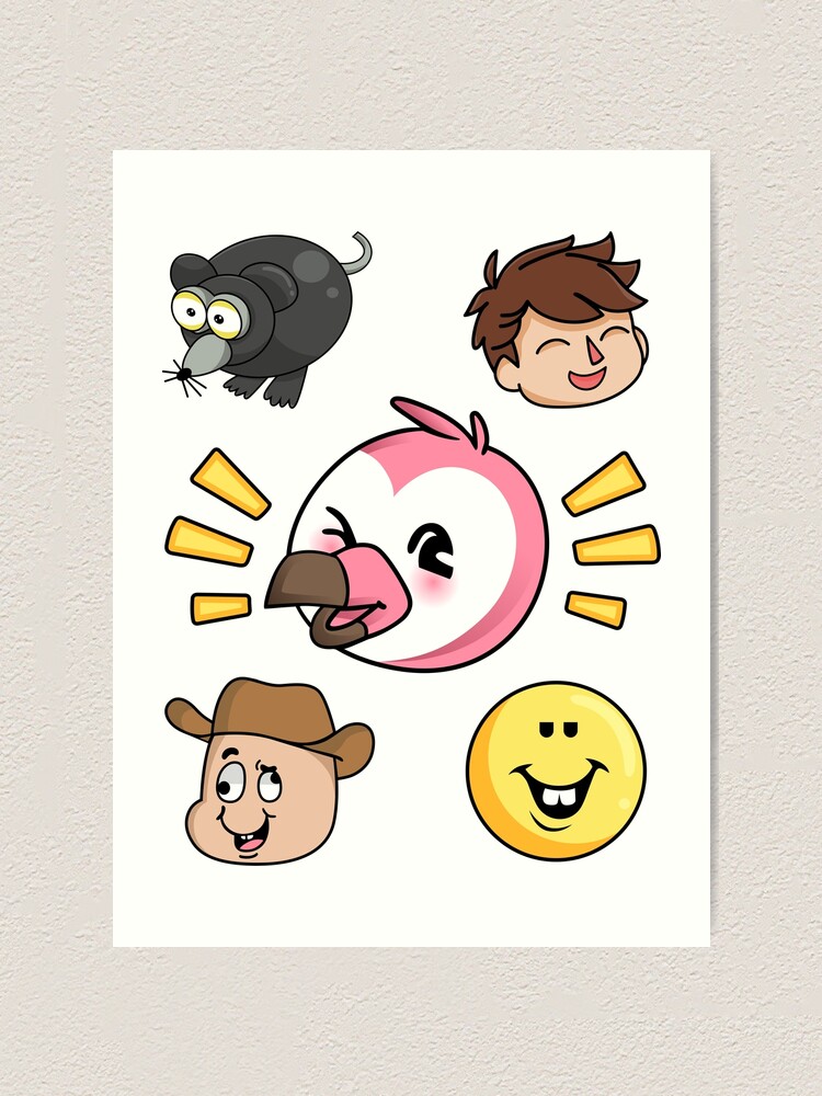 Flamingo Albertsstuff Sticker Set Art Print By Alberttorres - albertsstuff roblox flamingo merchandise