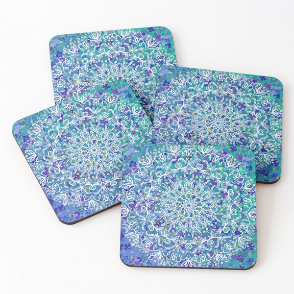 Item preview, Blue flowers and grains mandala designed and sold by MandalaSpirit.