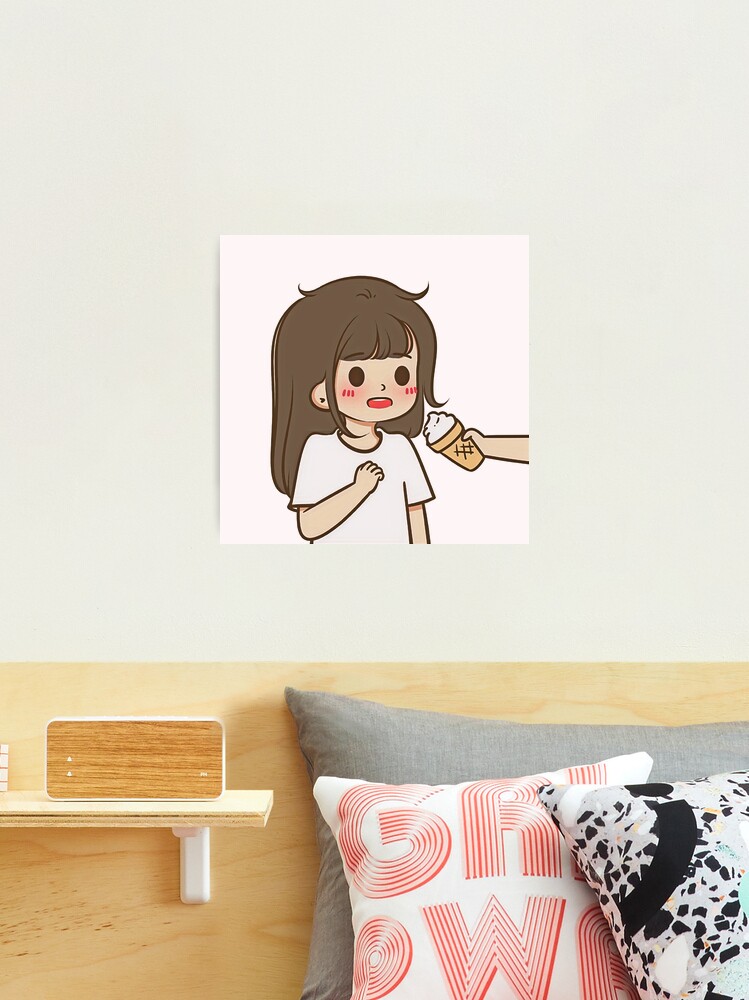 5 - Ice Cream Eating Girl, cute cartoon couples design for children, for  family, for brother and sister or for best friends. Mounted Print for Sale  by 2AcesDesign