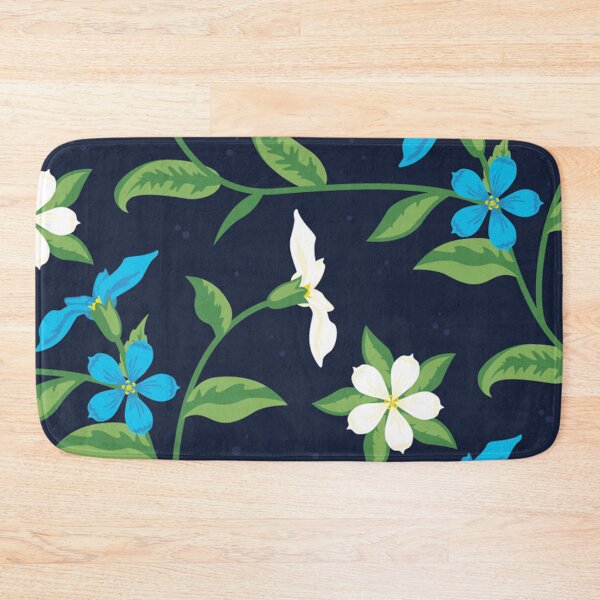 Item preview, Blue & white flowers with yellow centers on violet background designed and sold by Espinoza Creative.