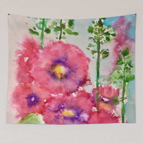 Item preview, Hollyhocks Abstraction  designed and sold by Angela Haig-Harrison.