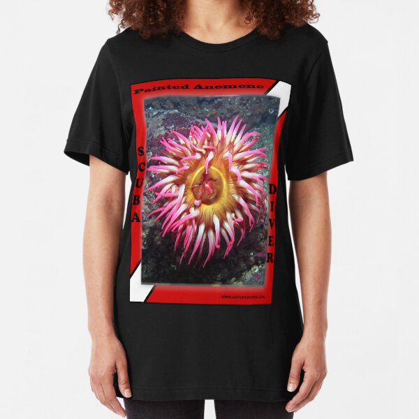 Painted Tealia Anemone Shirts Slim Fit T-Shirt