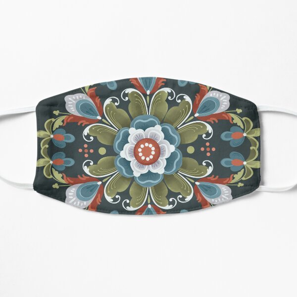 Norwegian Rosemåling on Black Flat Mask
