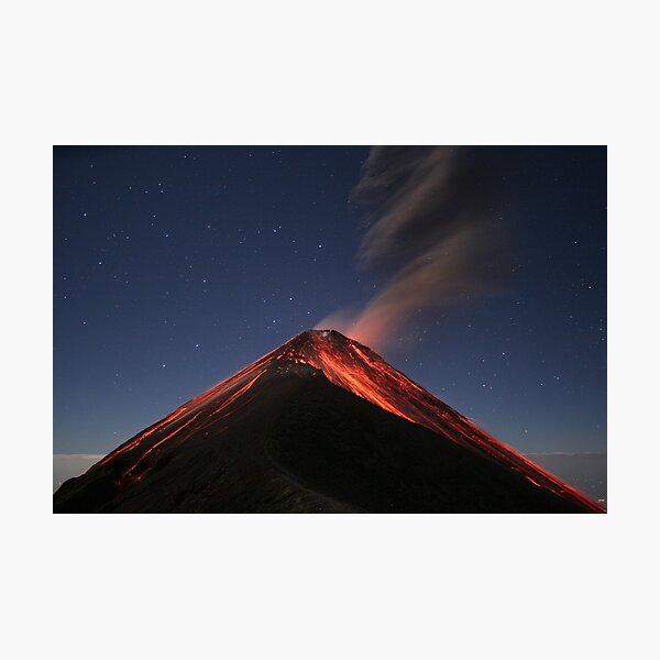 Eruption of Fuego by Moonlight Photographic Print