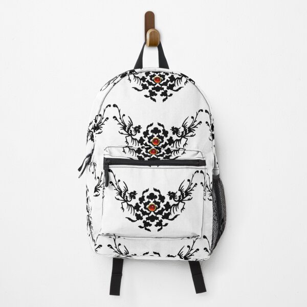 Item preview, BLACK WHITE GRIFFINS, FLOWERS AND RED WITH  RUBY GEMSTONE designed and sold by BulganLumini.