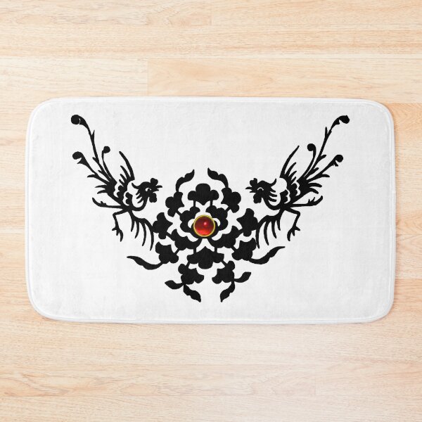 Item preview, BLACK WHITE GRIFFINS, FLOWERS AND RED WITH  RUBY GEMSTONE designed and sold by BulganLumini.