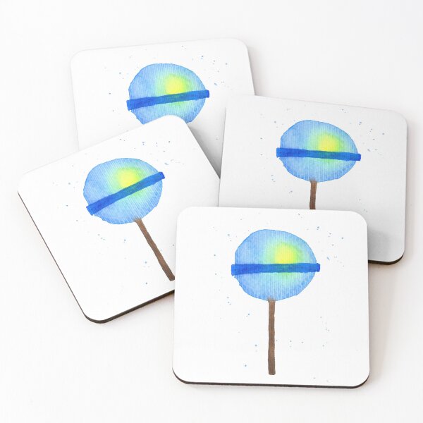 Item preview, Blue lollipop with color splashes, white designed and sold by Sonderblume.