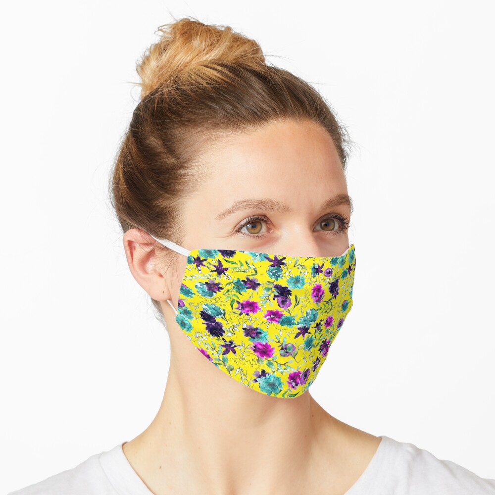 Download Blossom And Blooms In Bright Yellow Mask By Charisabella Redbubble PSD Mockup Templates