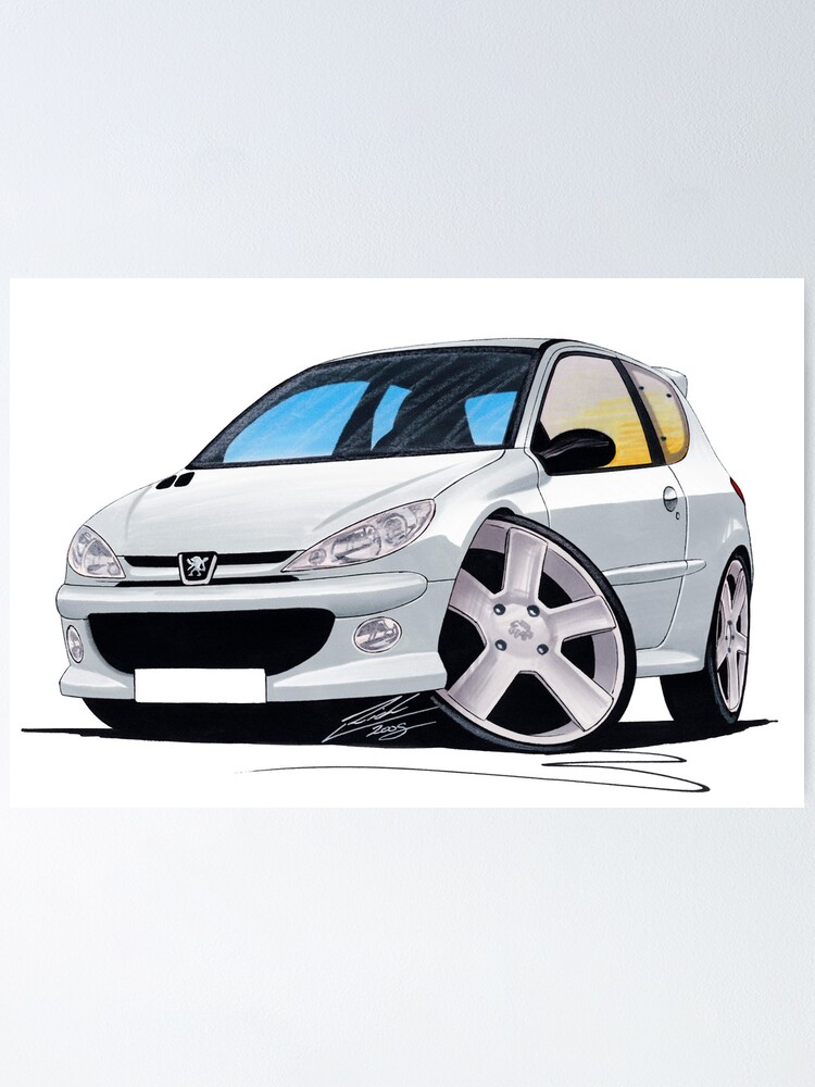 Peugeot 206 Gti Silver Poster By Yeomanscarart Redbubble