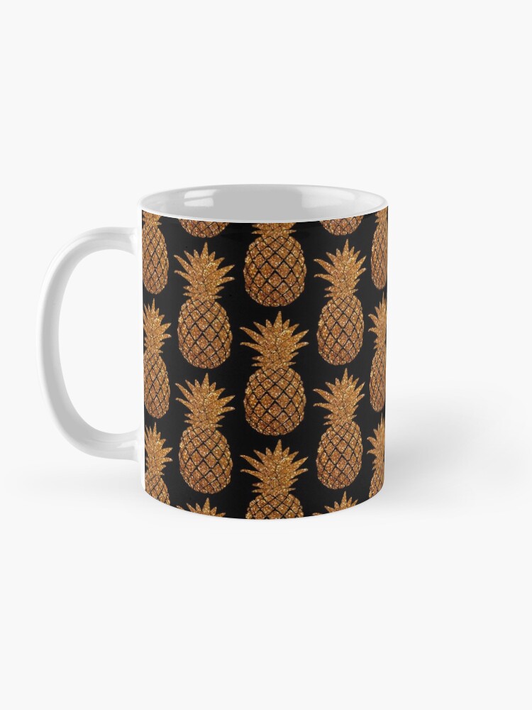 "Goldene Ananas - Glitzer-Ananas-Muster (schwarz)" Tasse ...