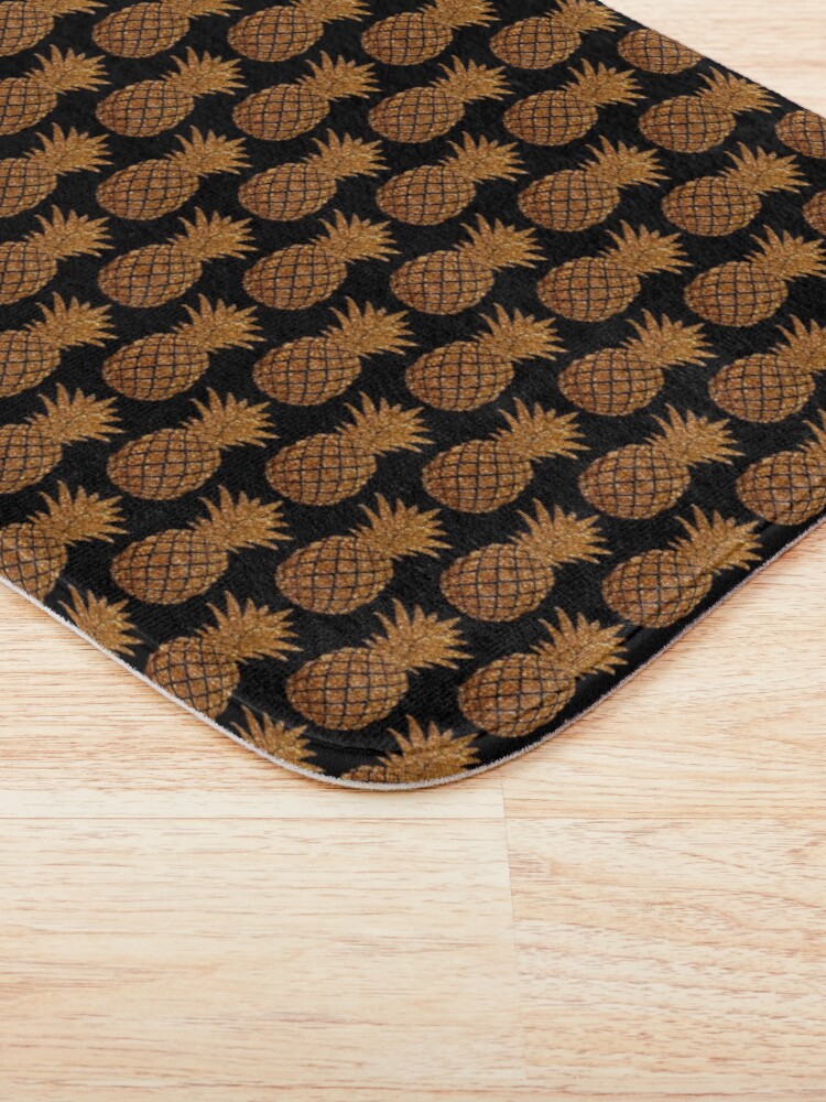 "Goldene Ananas - Glitzer-Ananas-Muster (schwarz)" Badematte von