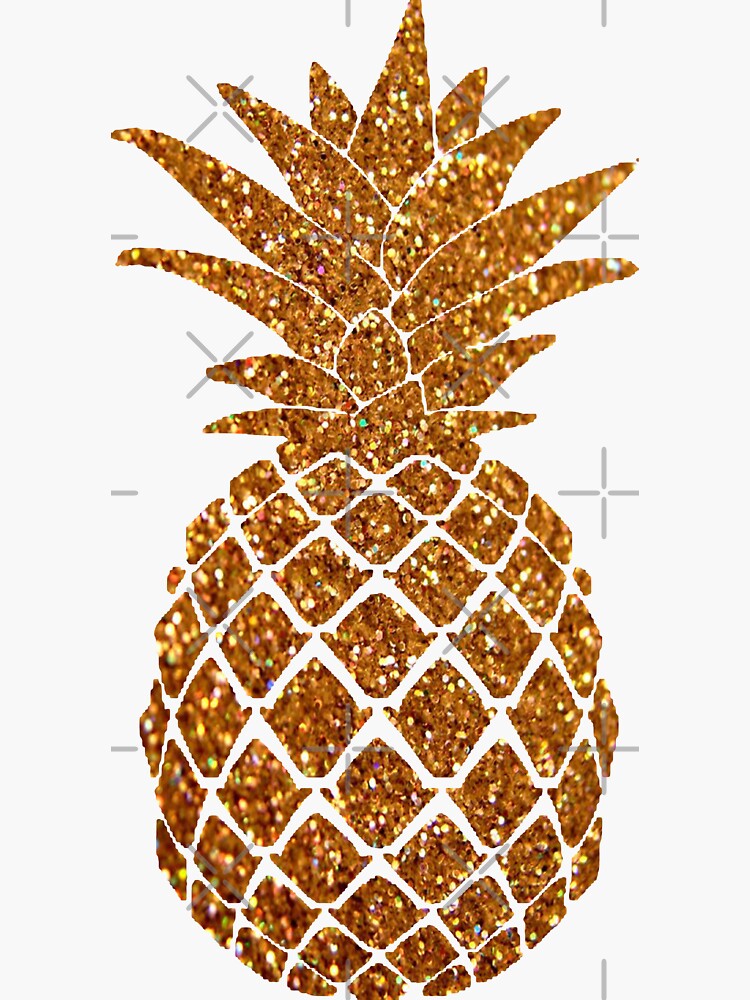 "Goldene Ananas - Glitzer-Ananas-Muster (schwarz)" Sticker ...