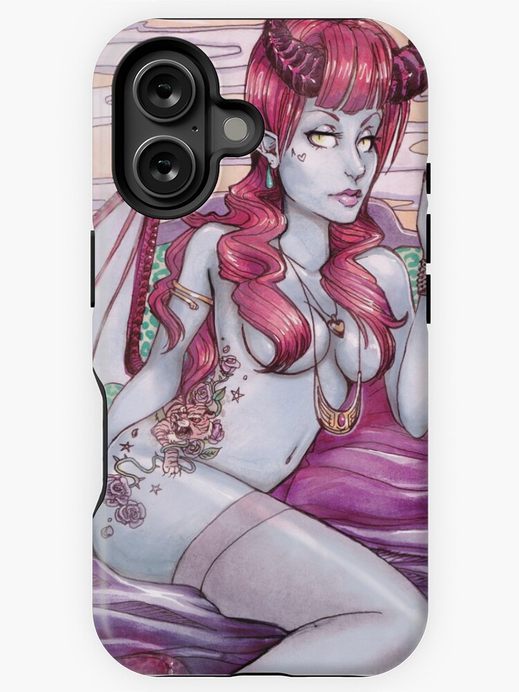 Thumbnail 1 of 4, iPhone Case, 60s Demon Girl Pinup designed and sold by Sabtastic.