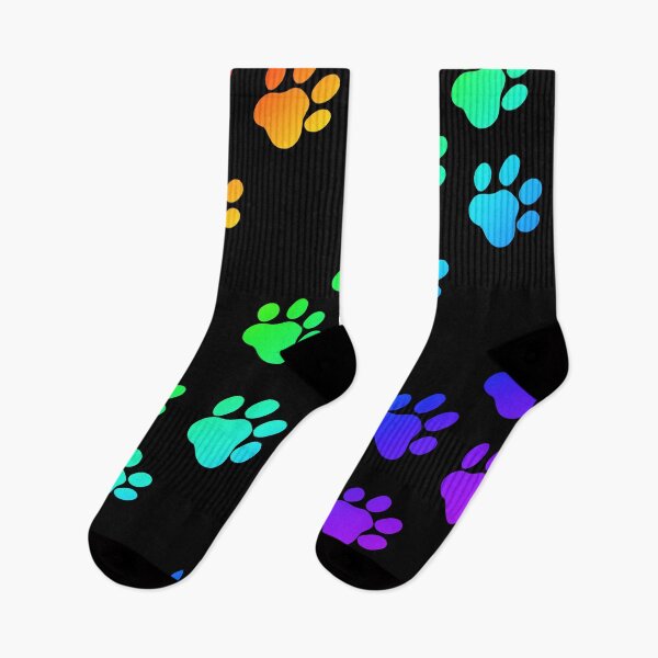 Item preview, Black rainbow paw prints designed and sold by Melanie Jeyakkumar.