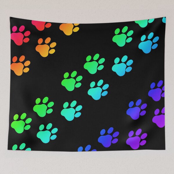Item preview, Black rainbow paw prints designed and sold by Melanie Jeyakkumar.