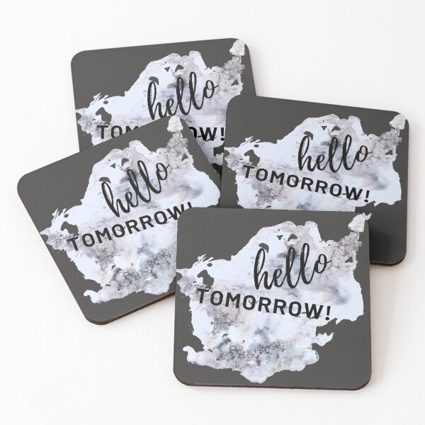 Item preview, Hello Tomorrow Black Gray Watercolor Motivational Quote designed and sold by ArianaDagan.