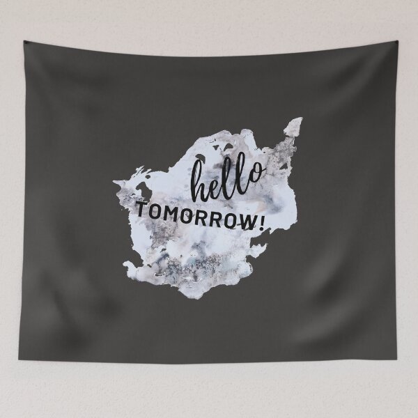 Item preview, Hello Tomorrow Black Gray Watercolor Motivational Quote designed and sold by ArianaDagan.
