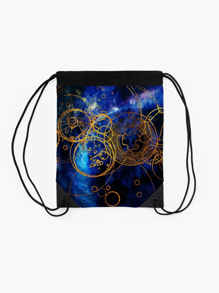 Alternate view of Time Lord Writing (blue) Drawstring Bag