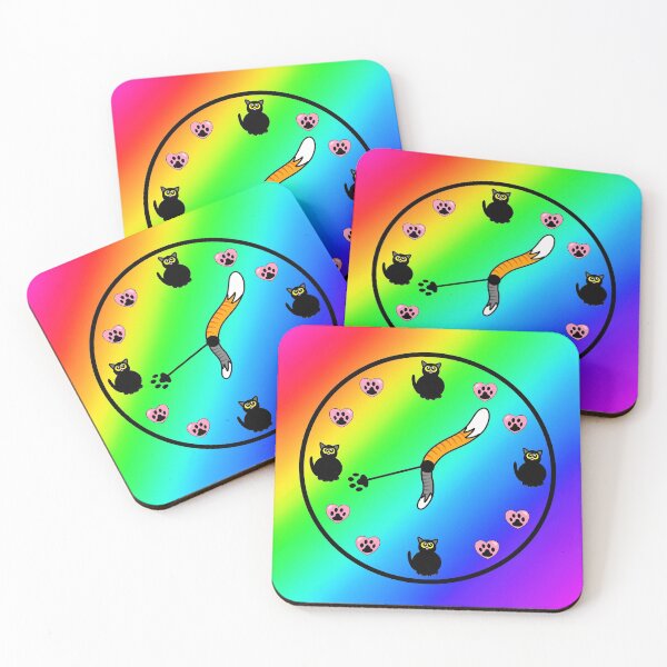 Item preview, Rainbow kitty clock designed and sold by Melanie Jeyakkumar.
