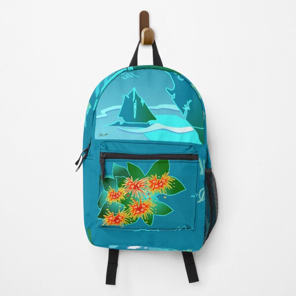 Item preview, NZ Map With Pohutukawa Fish and Boats designed and sold by Patricia Howitt.