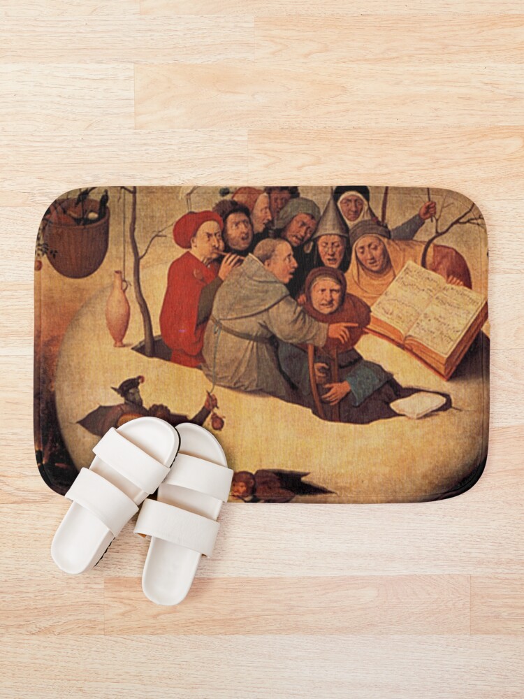 Alternate view of Concert in the Egg Painting by Hieronymus Bosch Bath Mat