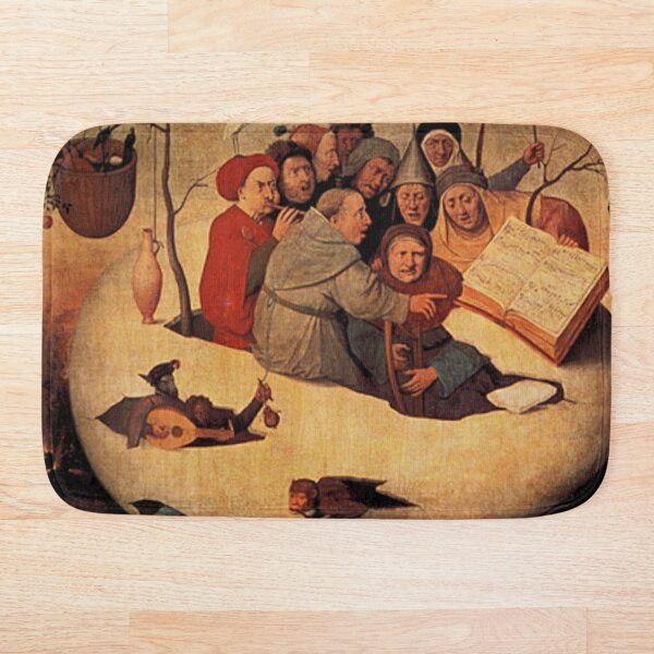 Concert in the Egg Painting by Hieronymus Bosch Bath Mat