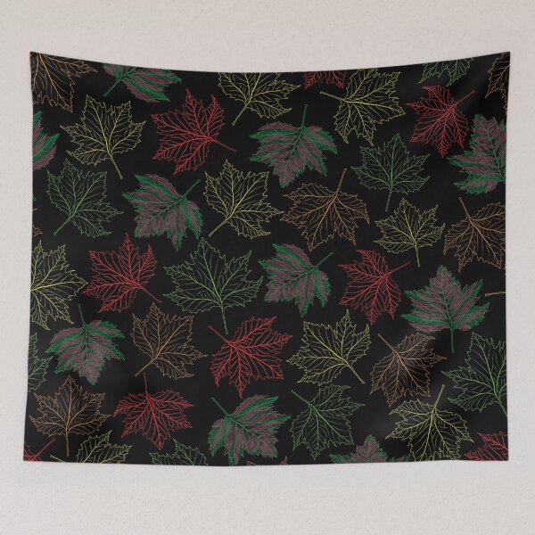Item preview, Colorful outlined maple fall leaves pattern designed and sold by The Pattern Mill.