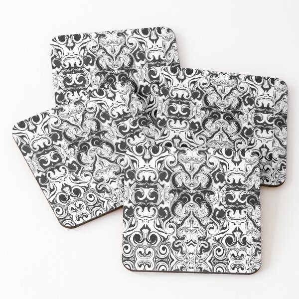 Item preview, Hidden Masks In Swirly Black Ink Pattern designed and sold by Zilpa’s Prints.