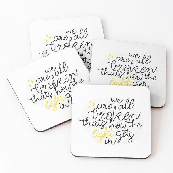 Item preview, Hemingway Literary quote We Are All Broken in Yellow designed and sold by WildeandCo.