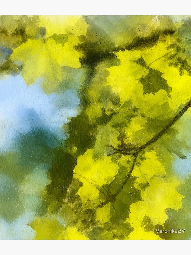 Green Maple Leaves. Watercolour Imitation. by Veronika2V