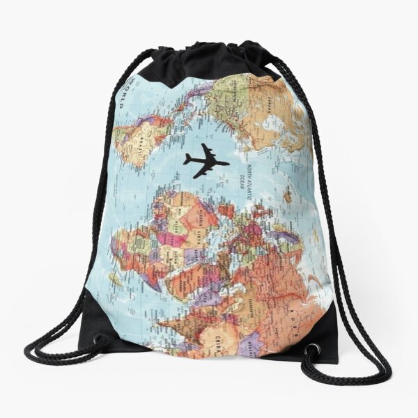 Funny t-shirt world map Drawstring Bag