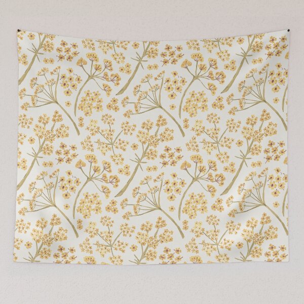 Item preview, Yellow & Green Watercolor Stem Caraway Floral Pattern designed and sold by StudioPosies.