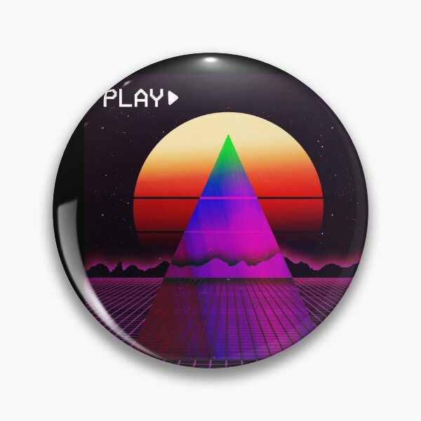 Artikelvorschau,  Sonnenaufgang Landschaft mit Bergen in einem Retro 80er 90er Jahre Grid Outrun Style. Das perfekte Geschenk für Synth-Wave entworfen und verkauft von D-C-Designs.