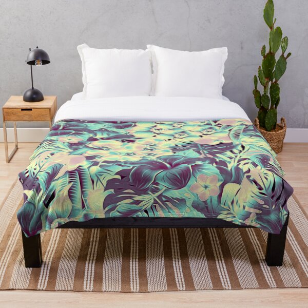 Aperçu de l'œuvre Fleurs et feuilles tropicales bleues créée et vendue par Alemi.